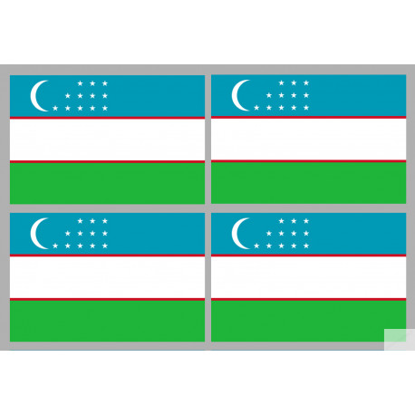 Drapeau Ouzbékistan (4 fois 9.5x6.3cm) - Sticker/autocollant Drapeau Ouzbékistan (4 fois 9.5x6.3cm) - Sticker/autocollant