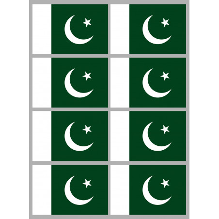 Drapeau Pakistan (8 fois 9.5x6.3cm) - Sticker/autocollant
