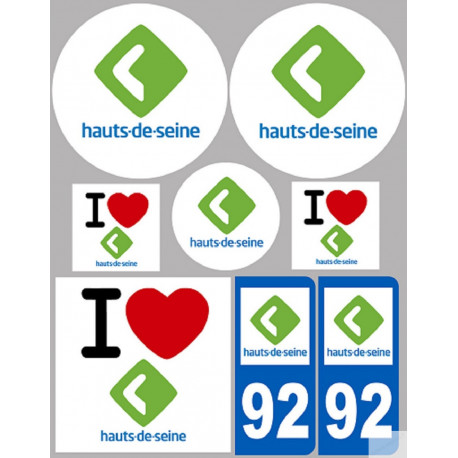 Département 92 les Hauts-de-Seine (8 autocollants variés) - Sticker/autocollant