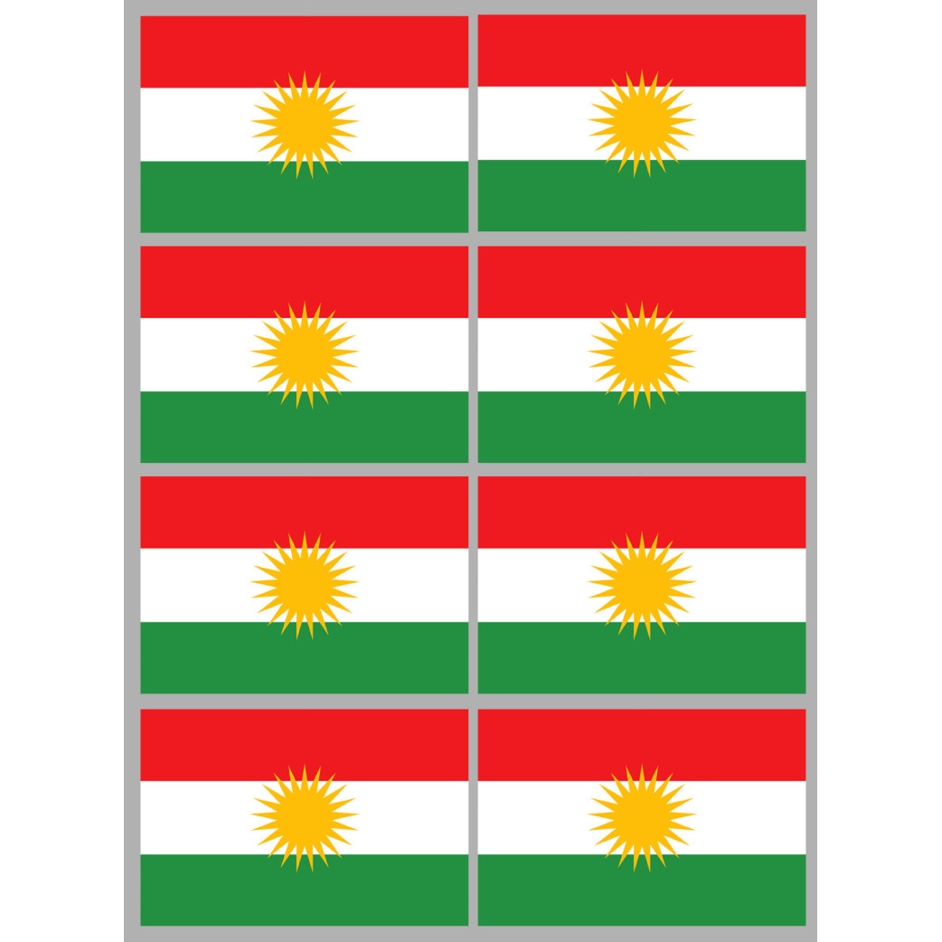 Drapeau Kurdistan (8 fois 9.5x6.3cm) - Sticker/autocollant