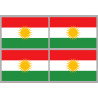 Drapeau Kurdistan (4 fois 9.5x6.3cm) - Sticker/autocollant