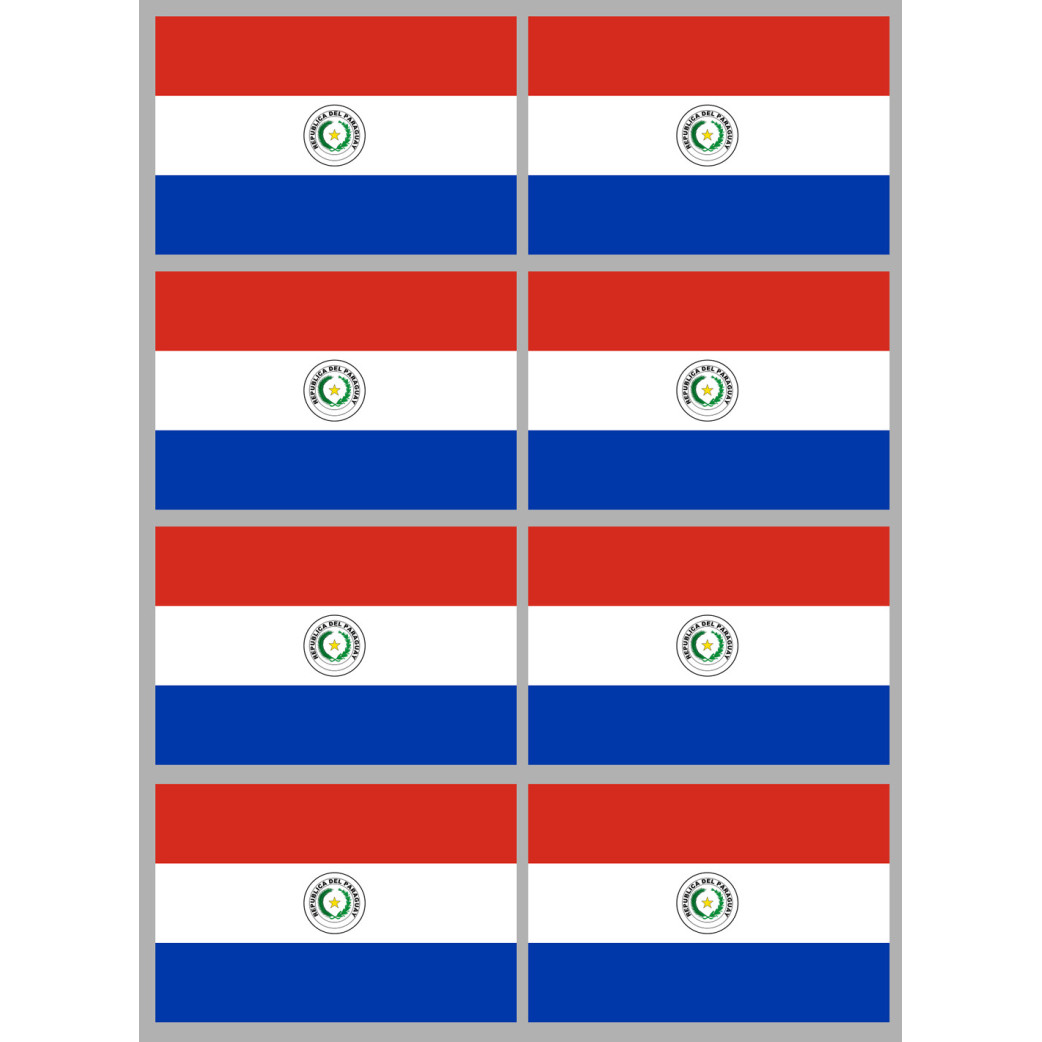 Drapeau Paraguay (8 fois 9.5x6.3cm) - Sticker/autocollant