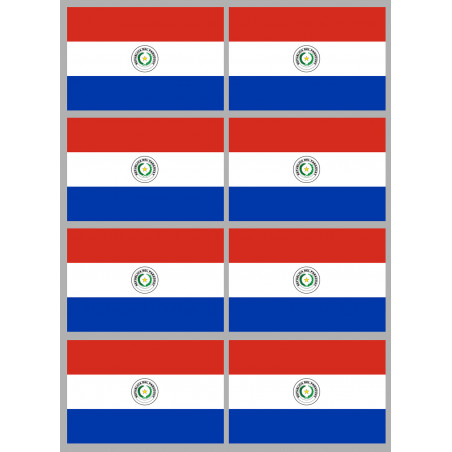 Drapeau Paraguay (8 fois 9.5x6.3cm) - Sticker/autocollant