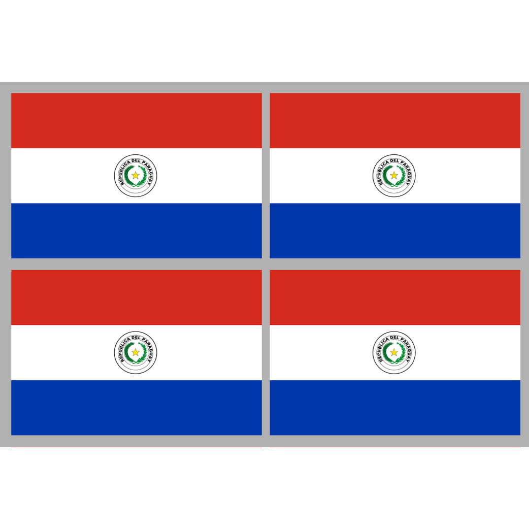 Drapeau Paraguay (4 fois 9.5x6.3cm) - Sticker/autocollant