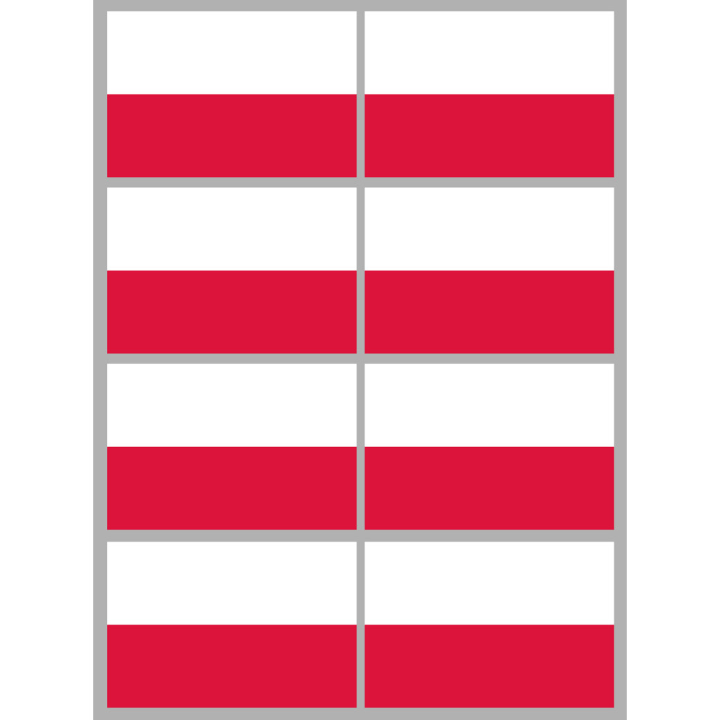 Drapeau Pologne (8 fois 9.5x6.3cm) - Sticker/autocollant