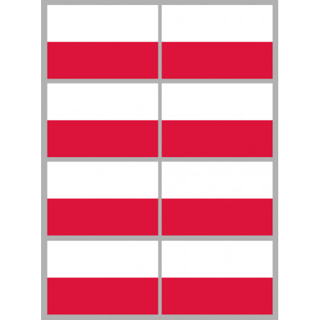 Drapeau Pologne (8 fois 9.5x6.3cm) - Sticker/autocollant