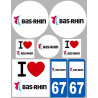 Département 67 le Bas-Rhin (8 autocollants variés) - Sticker/autocollant