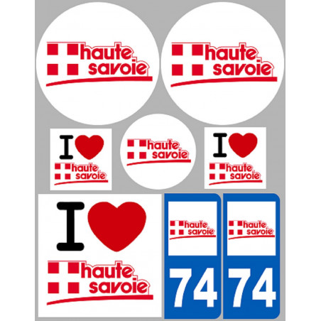 Département 74 la Haute Savoie (8 autocollants variés) - Sticker/autocollant