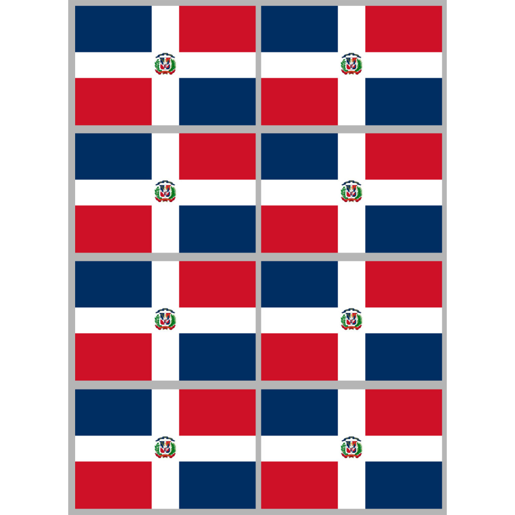 Drapeau République dominicaine (8 fois 9.5x6.3cm) - Sticker/autocollant
