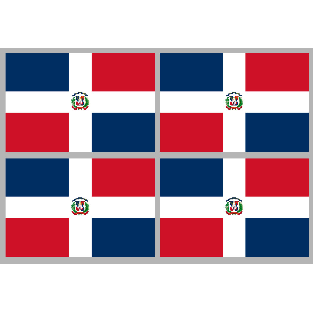 Drapeau République dominicaine (4 fois 9.5x6.3cm) - Sticker/autocollant