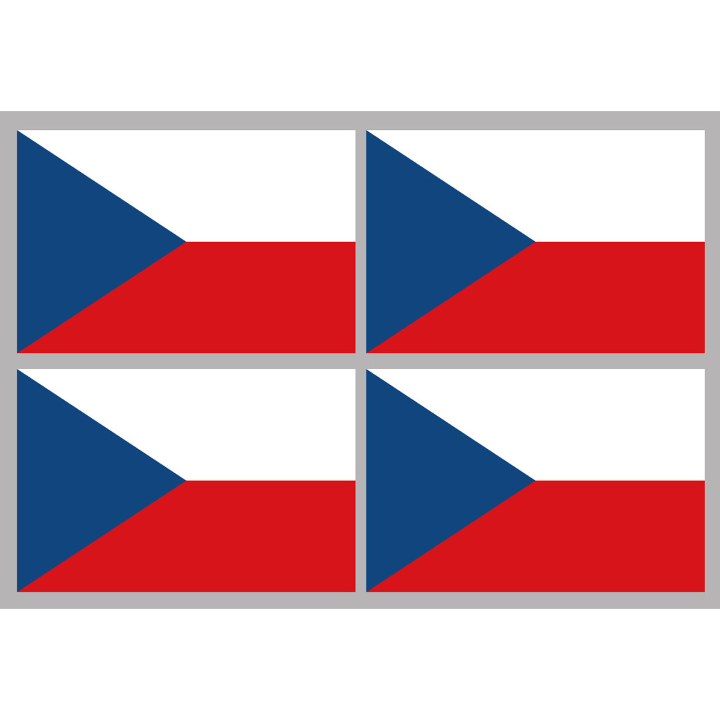 Drapeau République tchèque (4 fois 9.5x6.3cm) - Sticker/autocollant
