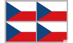 Drapeau République tchèque (4 fois 9.5x6.3cm) - Sticker/autocollant