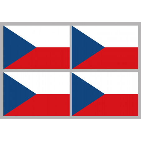 Drapeau République tchèque (4 fois 9.5x6.3cm) - Sticker/autocollant
