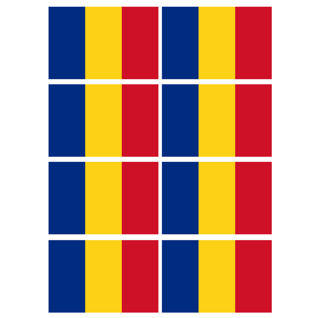 Drapeau Roumanie (8 fois 9.5x6.3cm) - Sticker/autocollant
