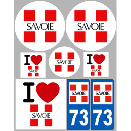 Département 73 la Savoie (8 autocollants variés) - Sticker/autocollant