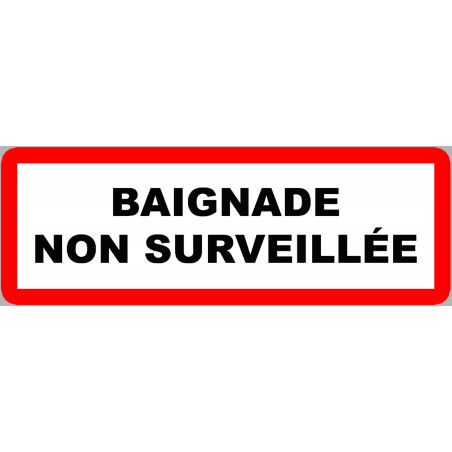 piscine baignade non surveillée - 15x5.3cm - Sticker/autocollant