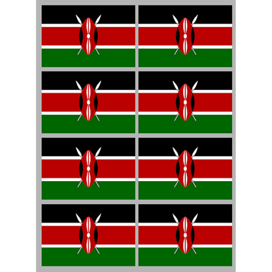 Drapeau Kenya (8 fois 9.5x6.3cm) - Sticker/autocollant