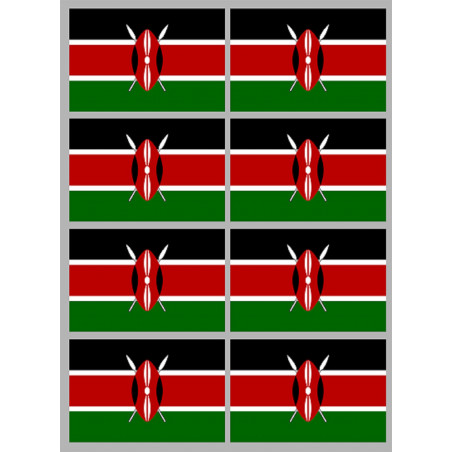 Drapeau Kenya (8 fois 9.5x6.3cm) - Sticker/autocollant