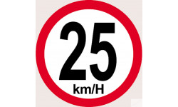 Disque de vitesse 25Km/H bord rouge - 10cm - Sticker/autocollant