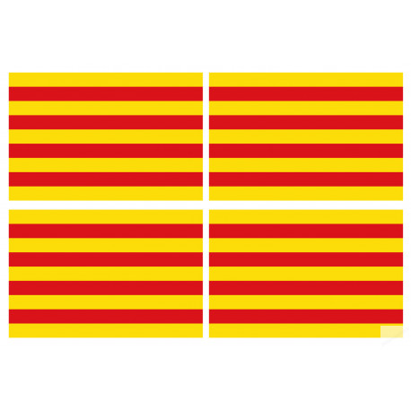 Drapeau Catalan - 4fois 9.5x6.3cm - Sticker/autocollant