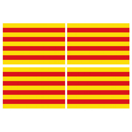 Drapeau Catalan - 4fois 9.5x6.3cm - Sticker/autocollant