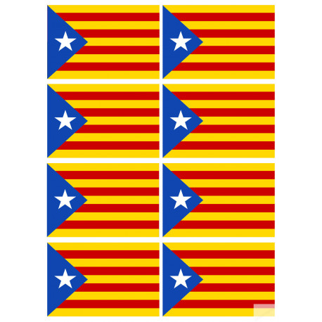 Drapeau Catalan étoilé - 8fois 9.5x6.3cm - Sticker/autocollant