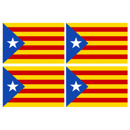 Drapeau Catalan étoilé - 4fois 9.5x6.3cm - Sticker/autocollant