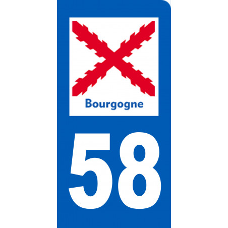 immatriculation motard 58 Bourgogne (3x6cm) - Sticker/autocollant