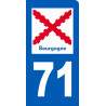 immatriculation motard 71 Bourgogne (3x6cm) - Sticker/autocollant