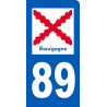 immatriculation motard 89 Bourgogne (3x6cm) - Sticker/autocollant