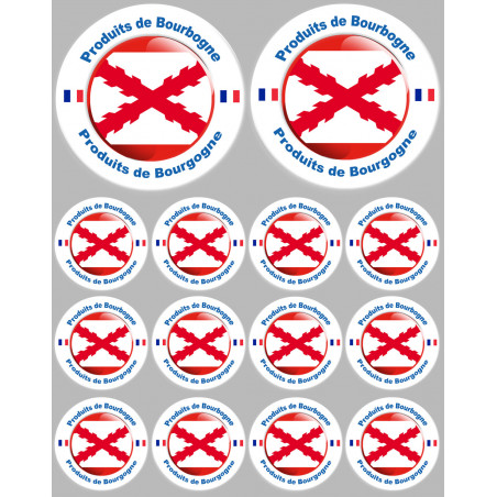 Planche Produits de Bourgogne (2fois 10cm, 12fois 5cm) - Sticker/autocollant