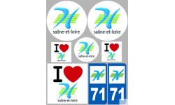 Département 71 la Saône et Loire (8 autocollants variés) - Sticker/autocollant