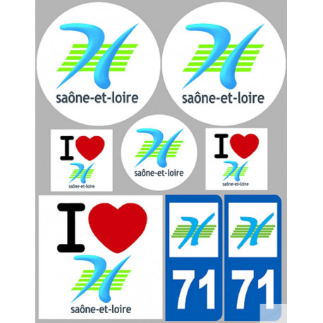 Saône et Loire (8 autocollants variés) - Sticker/autocollant