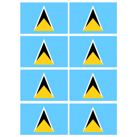 Drapeau Sainte-Lucie (8 fois 9.5x6.3cm) - Sticker/autocollant