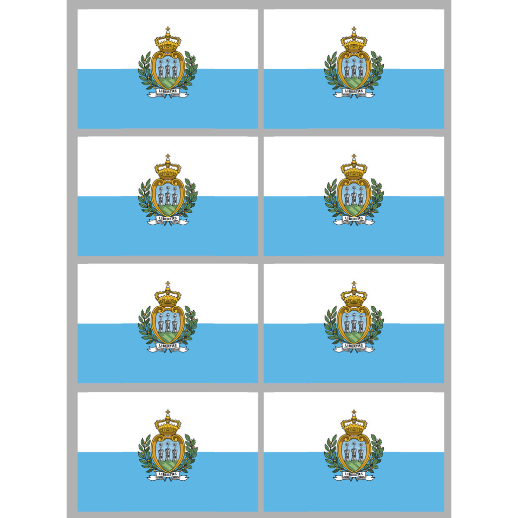 Drapeau Saint-Marin (8 fois 9.5x6.3cm) - Sticker/autocollant