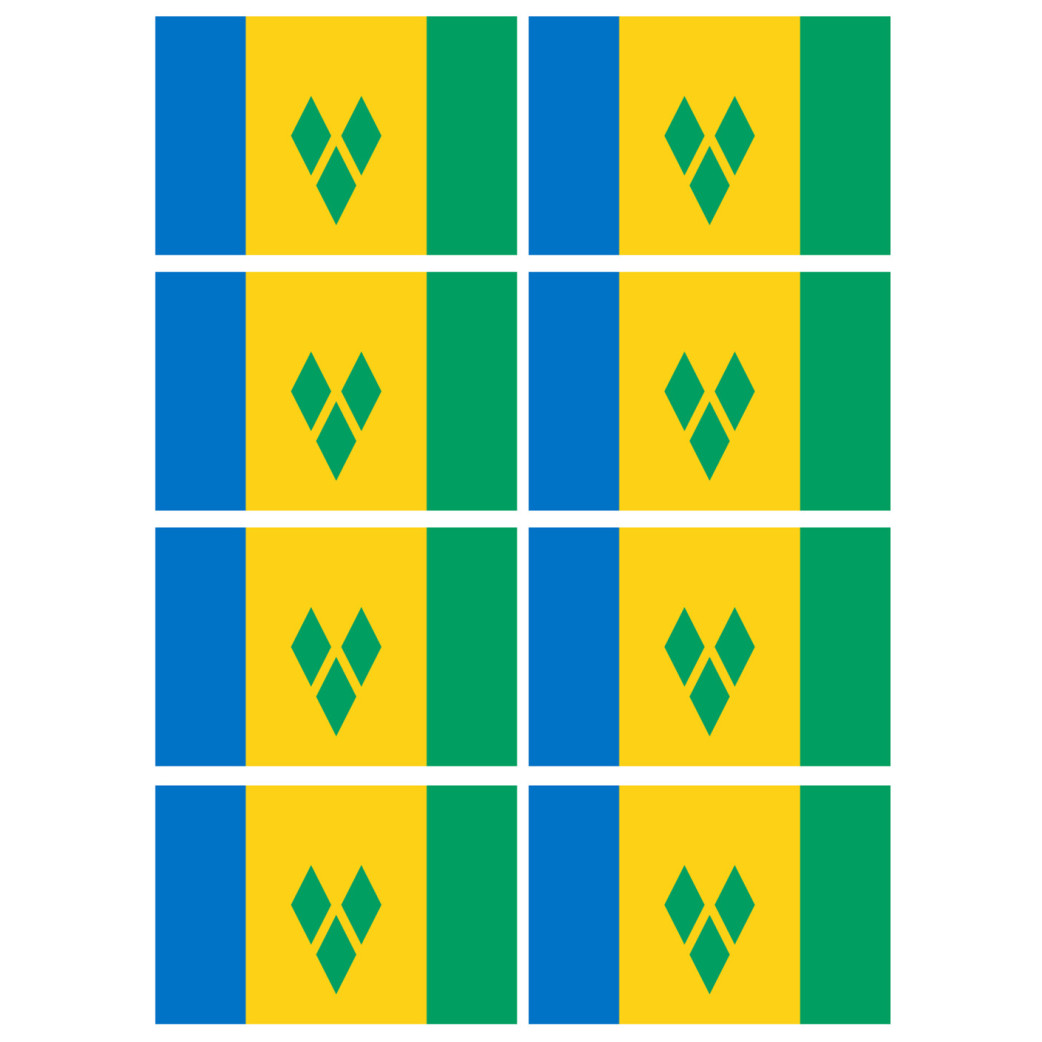 Saint-Vincent-et-les-Grenadines (8 fois 9.5x6.3cm) - Sticker/autocollant