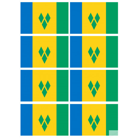 Saint-Vincent-et-les-Grenadines (8 fois 9.5x6.3cm) - Sticker/autocollant