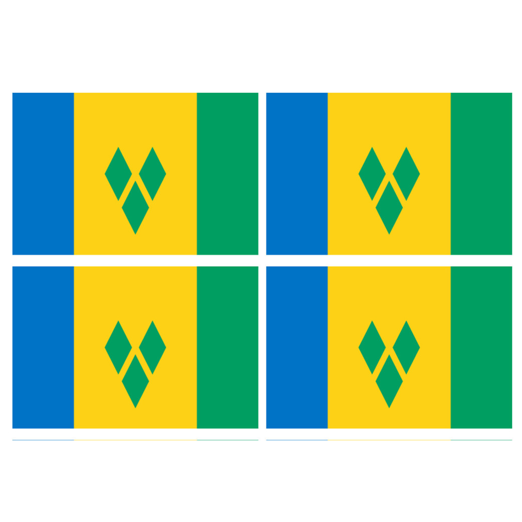 Saint-Vincent-et-les-Grenadines (4 fois 9.5x6.3cm) - Sticker/autocollant