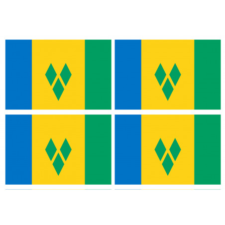 Saint-Vincent-et-les-Grenadines (4 fois 9.5x6.3cm) - Sticker/autocollant