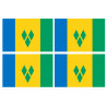 Saint-Vincent-et-les-Grenadines (4 fois 9.5x6.3cm) - Sticker/autocollant
