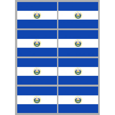 Drapeau Salvador (8 fois 9.5x6.3cm) - Sticker/autocollant