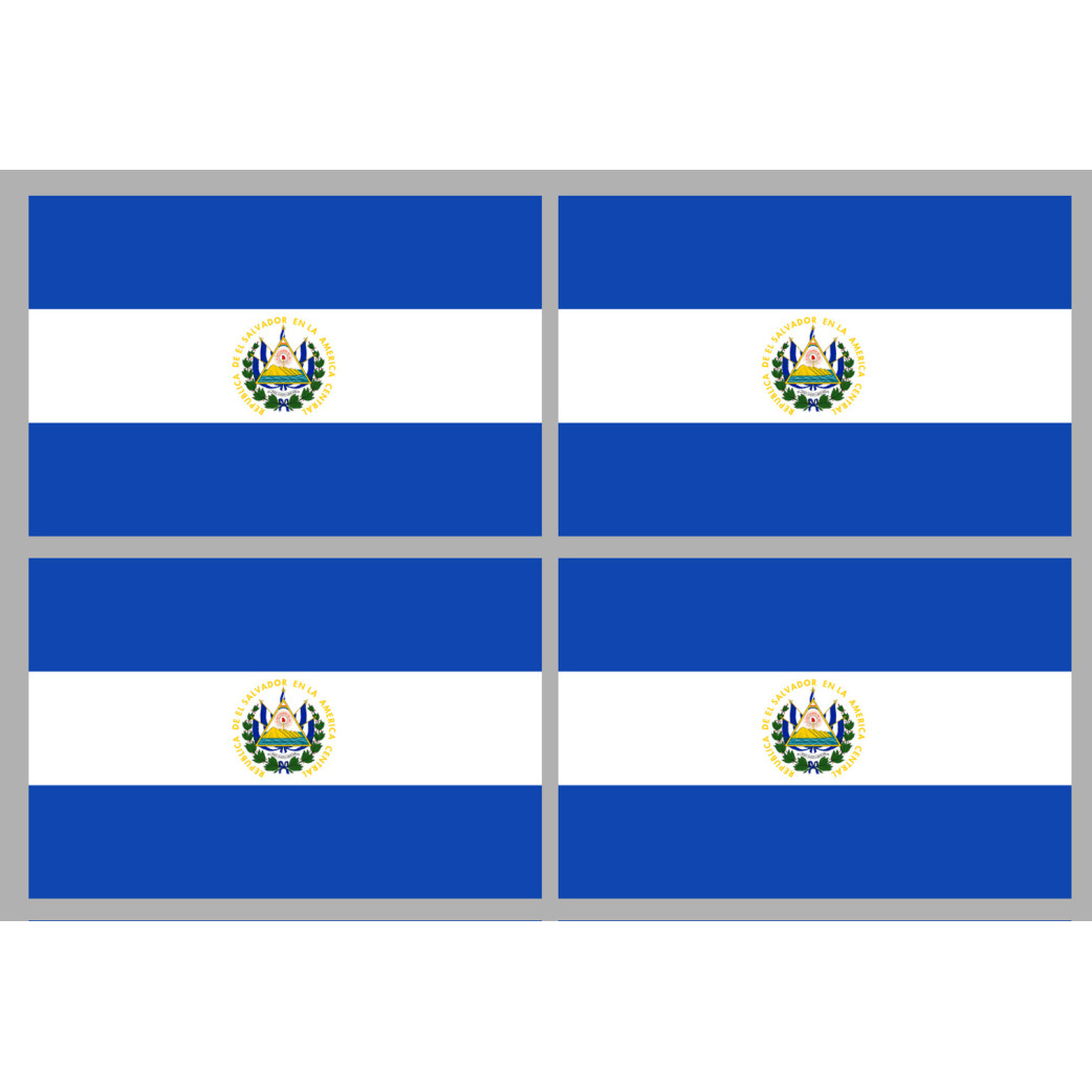 Drapeau Salvador (4 fois 9.5x6.3cm) - Sticker/autocollant