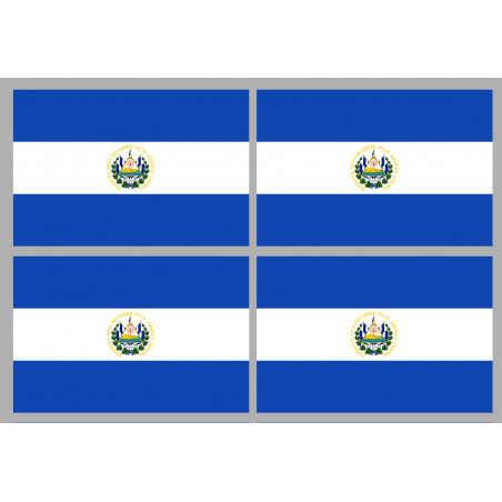 Drapeau Salvador (4 fois 9.5x6.3cm) - Sticker/autocollant