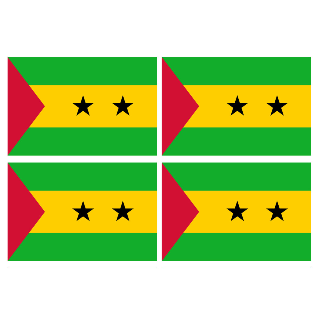 Drapeau Sao Tomé-et-Principe (4 fois 9.5x6.3cm) - Sticker/autocollant