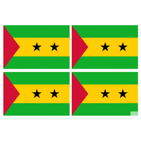 Drapeau Sao Tomé-et-Principe (4 fois 9.5x6.3cm) - Sticker/autocollant