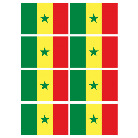 Drapeau Sénégal (8 fois 9.5x6.3cm) - Sticker/autocollant