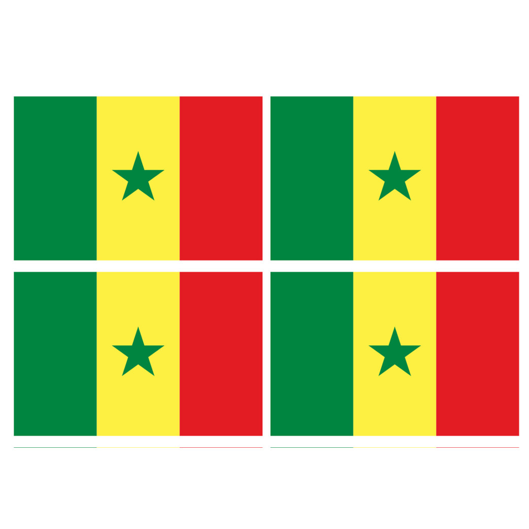 Drapeau Sénégal (4 fois 9.5x6.3cm) - Sticker/autocollant