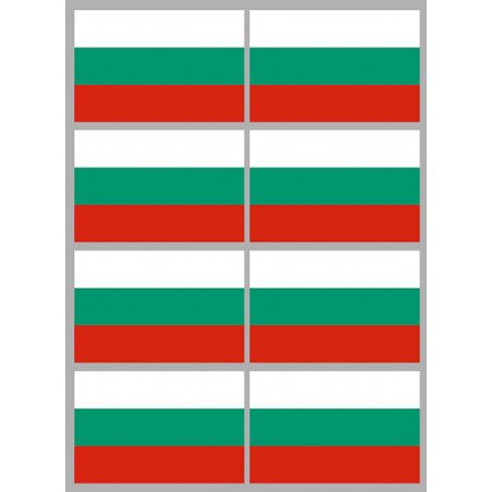 Drapeau Bulgarie - 8 stickers - 9.5 x 6.3 cm - Sticker/autocollant