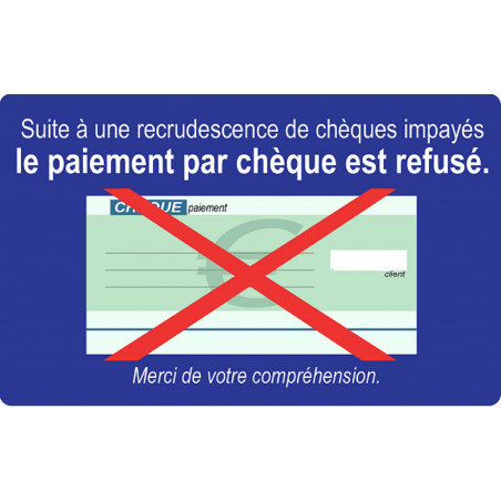 Paiement par Chèques refusés - 10x6cm - Sticker/autocollant