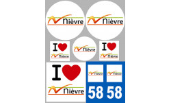Département 58 la Nièvre (8 autocollants variés) - Sticker/autocollant